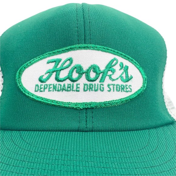 Vintage Hooks Drug Store Trucker Hat Cap Patch Mesh Snapback M to L Pharmacy USA - Picture 2 of 9